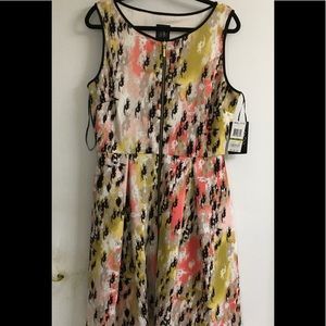 NWT Jax Front Zip Abstract Fit &Flare Lined Dress